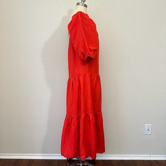 SOLID & STRIPED The Peasant Midi Dress in Candy Red - Picture 9 of 14